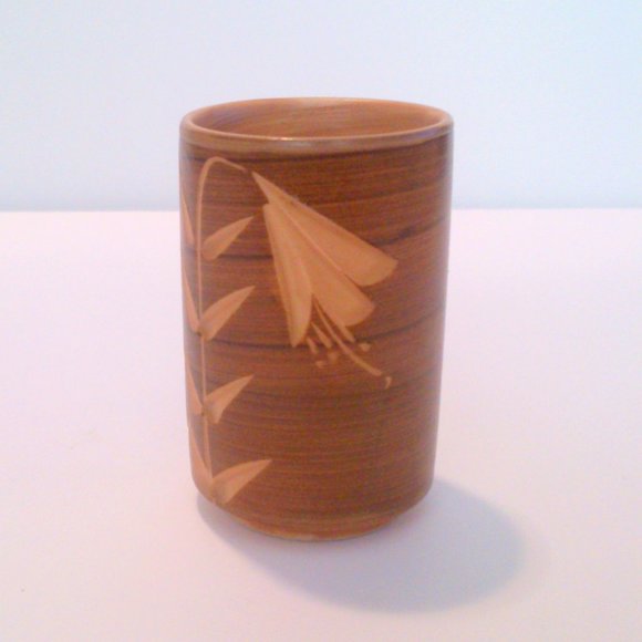 Brown Matte Glazed Etched Small Bud Vase - Picture 3 of 4